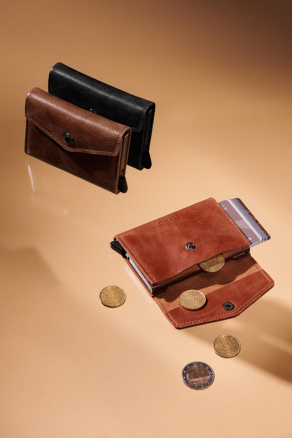 Enveloppe kortholder - Vintage Cognac